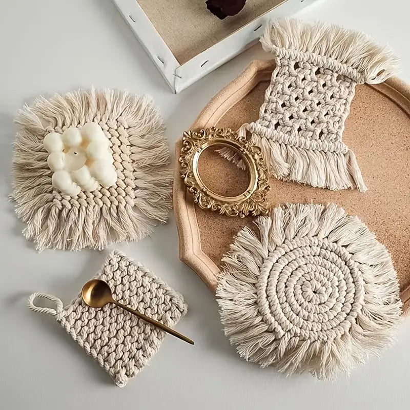 Bohemian Woven Coaster - Stylish Home Kitchen Decor