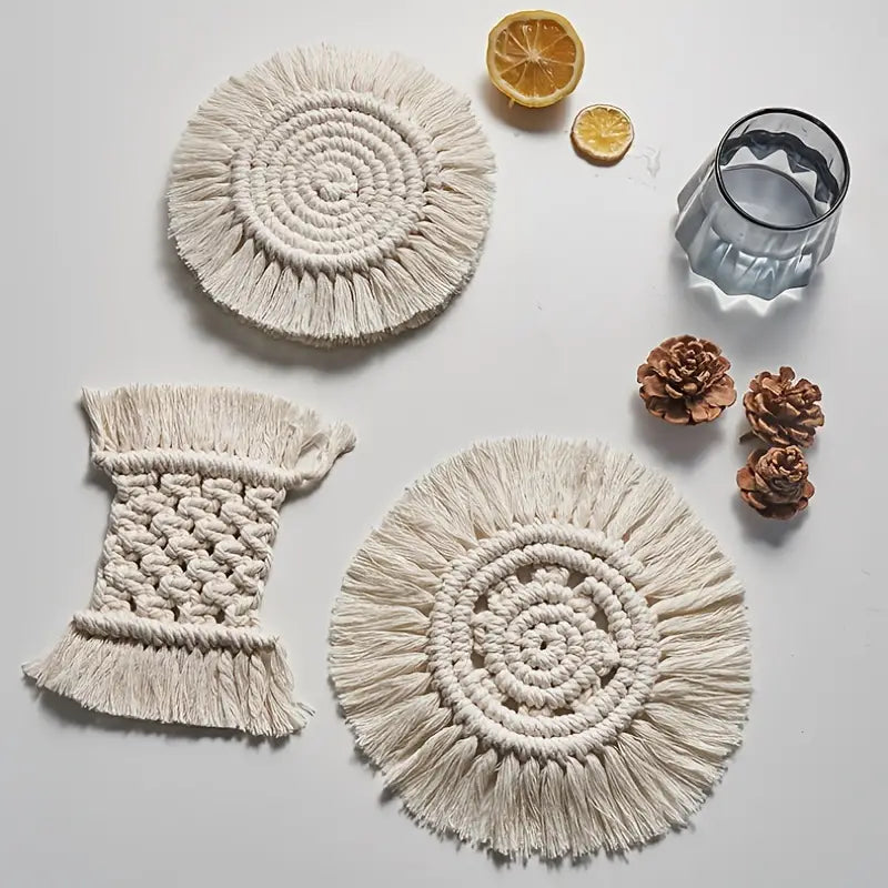 Bohemian Woven Coaster - Stylish Home Kitchen Decor